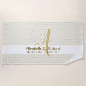 Monogram Passen getrouwd Weddenschap Goud Elegant  Strandlaken (Voorkant)
