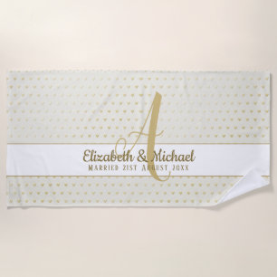Monogram Passen getrouwd Weddenschap Goud Elegant  Strandlaken