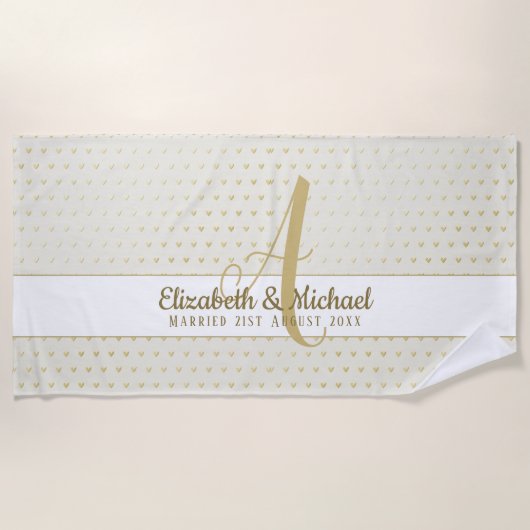 Monogram Passen getrouwd Weddenschap Goud Elegant  Strandlaken (Voorkant)