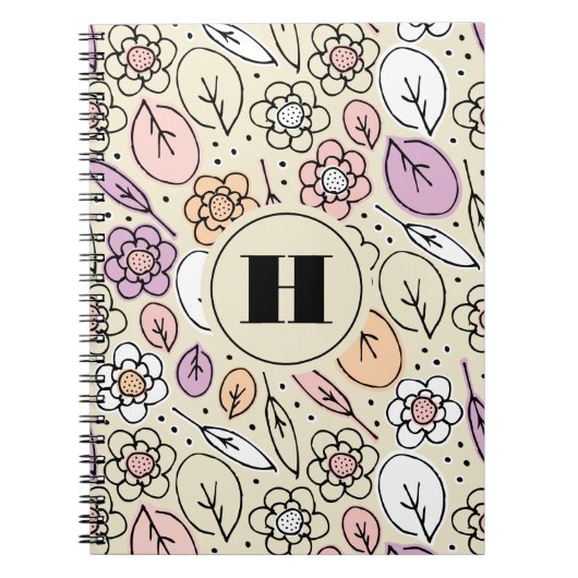 Monogram pasta's en bloemen notitieboek (Voorkant)