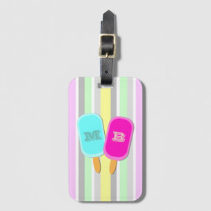 Monogram pastbanden en popsicles bagagelabel