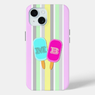 Monogram pastbanden en popsicles iPhone 15 case