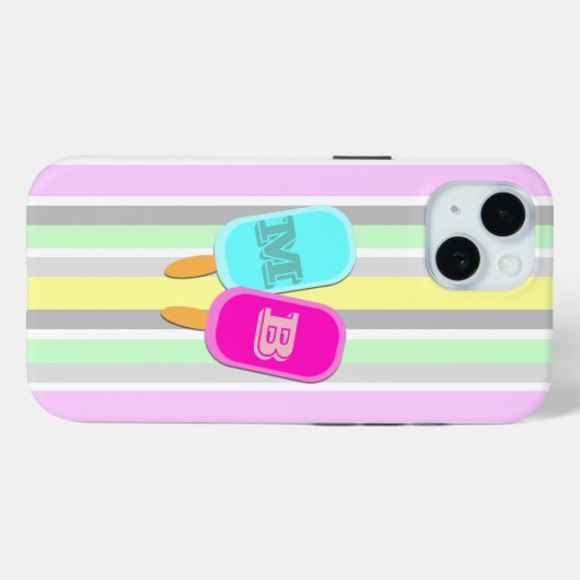 Monogram pastbanden en popsicles Case-Mate iPhone case (Achterkant (horizontaal))