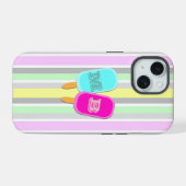 Monogram pastbanden en popsicles iPhone 15 case (Achterkant horizontaal)