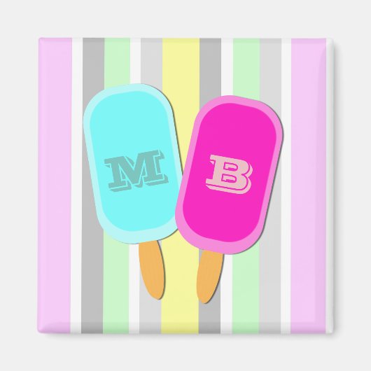 Monogram pastbanden en popsicles magneet (Voorkant)