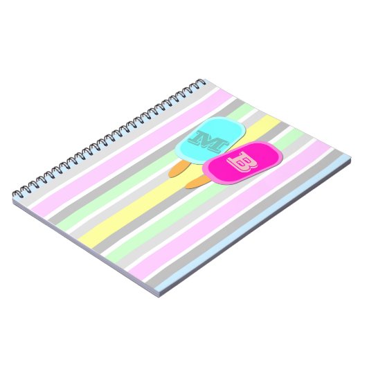 Monogram pastbanden en popsicles notitieboek (Linkerzijde)