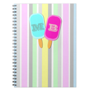 Monogram pastbanden en popsicles notitieboek