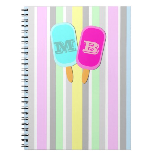 Monogram pastbanden en popsicles notitieboek (Voorkant)
