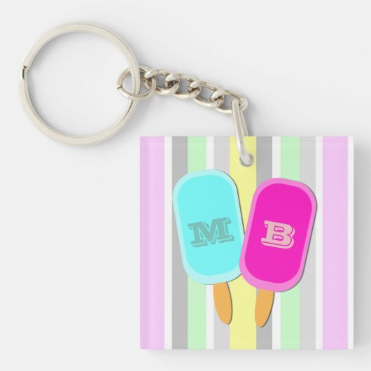 Monogram pastbanden en popsicles sleutelhanger (Voorkant)