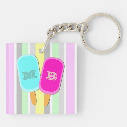 Monogram pastbanden en popsicles sleutelhanger (Achterkant)