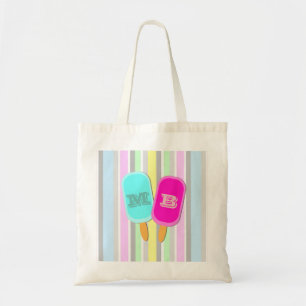 Monogram pastbanden en popsicles tote bag