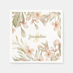 Monogram pastel baby roze sky baby bloemontwerp servet