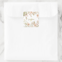 Monogram pastel baby roze sky baby bloemontwerp vierkante sticker