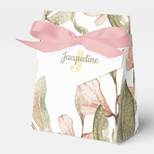 Monogram pastel babyroze lucht baby bloem ontwerp bedankdoosjes