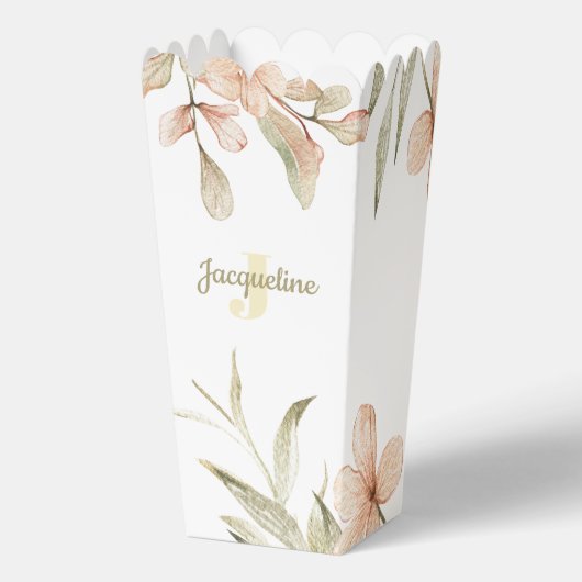 Monogram pastel babyroze lucht baby bloem ontwerp bedankdoosjes (Achterkant)