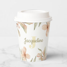 Monogram pastel babyroze lucht baby bloem ontwerp papieren bekers