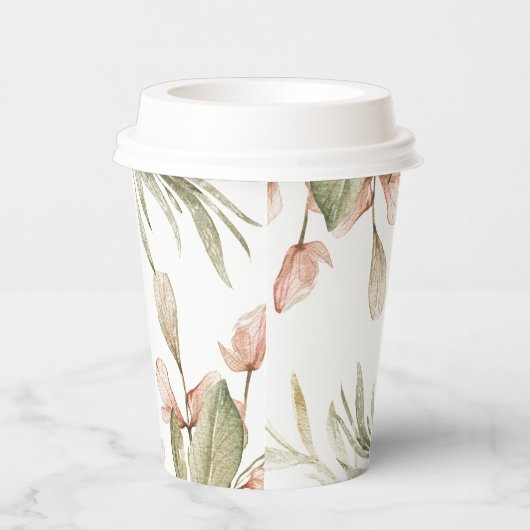 Monogram pastel babyroze lucht baby bloem ontwerp papieren bekers (Rechts)