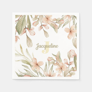 Monogram pastel babyroze lucht baby bloem ontwerp servet