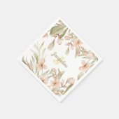 Monogram pastel babyroze lucht baby bloem ontwerp servet (Hoek)