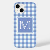 Monogram | Pastel Blue Gingham Pset Checker Case-Mate iPhone Case (Achterkant)