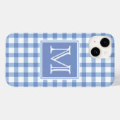 Monogram | Pastel Blue Gingham Pset Checker Case-Mate iPhone Case (Achterkant (horizontaal))