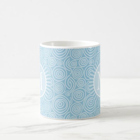 Monogram Pastel Blue Spirals - Gepersonaliseerd Koffiemok (Center)