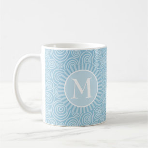 Monogram Pastel Blue Spirals - Gepersonaliseerd Koffiemok