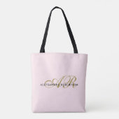 Monogram pastel blush roze goud zwart elegante chi tote bag (Achterkant)