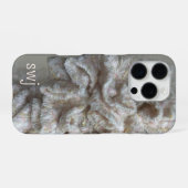 Monogram Pastel Boho Neutraal Goud Crème Ruffle iPhone Hoesje (Achterkant horizontaal)