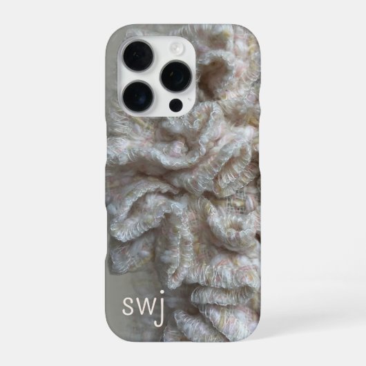Monogram Pastel Boho Neutraal Goud Crème Ruffle iPhone Hoesje (Achterkant)