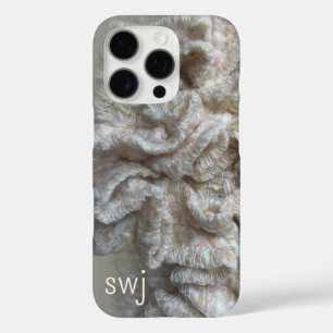 Monogram Pastel Boho Neutral Gold Cream Ruffle iPhone 16 Pro Hoesje