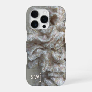 Monogram Pastel Boho Neutral Gold Cream Ruffle iPhone 16 Pro Hoesje