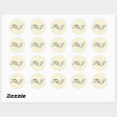Monogram pastel citroen geel bruiloft ronde sticker (Vel)