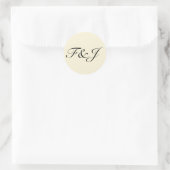 Monogram pastel citroen geel bruiloft ronde sticker (Tas)