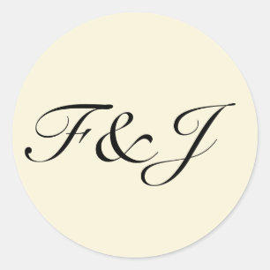 Monogram pastel citroen geel bruiloft ronde sticker