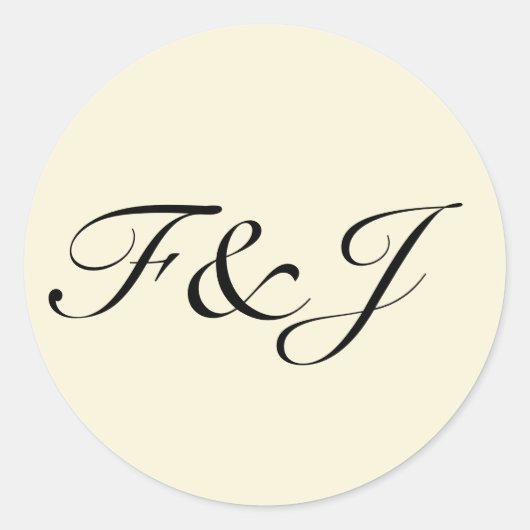 Monogram pastel citroen geel bruiloft ronde sticker (Voorkant)