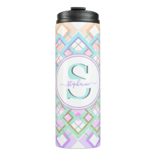 Monogram Pastel Custom Tumbler Gift voor haar Thermosbeker