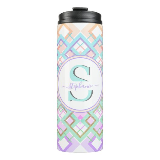 Monogram Pastel Custom Tumbler Gift voor haar Thermosbeker (Voorkant)