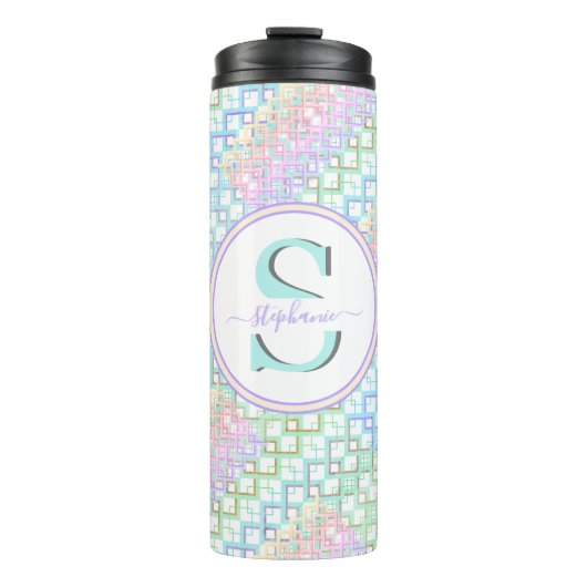 Monogram Pastel Custom Tumbler Gift voor haar Thermosbeker (Voorkant)