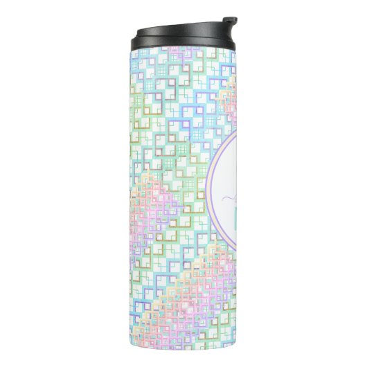 Monogram Pastel Custom Tumbler Gift voor haar Thermosbeker (Gedraaid links)