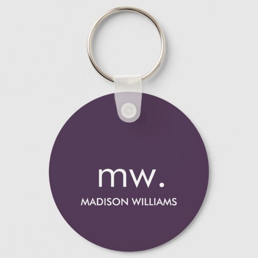 Monogram Pastel Elegante Stijlvolle Moderne Minima Sleutelhanger (Voorkant)