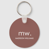 Monogram Pastel Elegante Stijlvolle Moderne Minima Sleutelhanger (Achterkant)