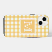Monogram | Pastel Geel Gingham Plaid Tartan Schatt iPhone Hoesje (Achterkant horizontaal)