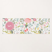 Monogram pastel girly bloemig kleurrijk patroon yogamat (Voorkant (horizontaal))