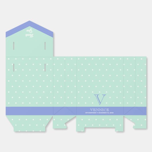 Monogram Pastel Groen Blauw Favoriete Doos Bedankdoosjes (Ongevouwen)