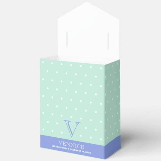 Monogram Pastel Groen Blauw Favoriete Doos Bedankdoosjes (Open)