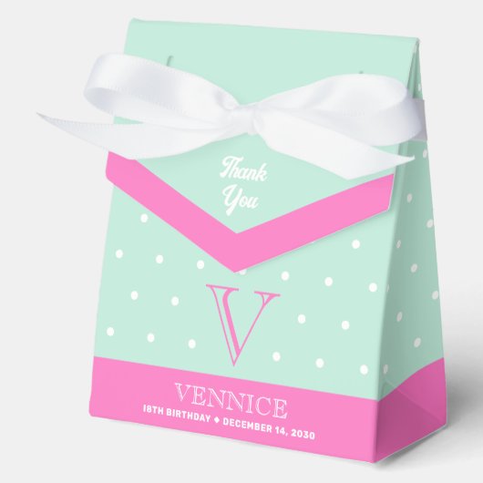 Monogram Pastel Groen Roze Favoriet Box Bedankdoosjes (Voorkant)