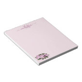 Monogram Pastel Lavender Roos Bloem Notitieblok (Schuin)