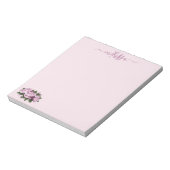 Monogram Pastel Lavender Roos Bloem Notitieblok (Linkerzijde)