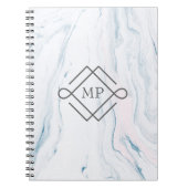 Monogram pastel marmeren steen notitieboek (Voorkant)